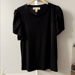 Michael Kors Black Short Sleeve Top with Dots